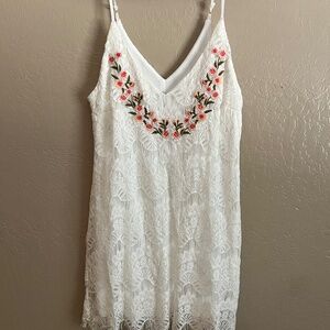 NWOT White Embroidery mini dress